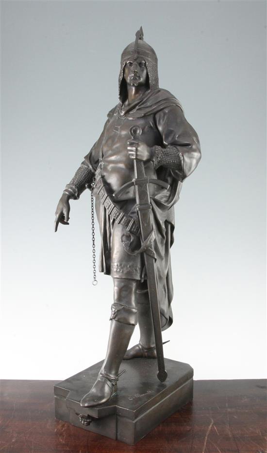 Emile Picault (1833-1915). A large patinated bronze figure of a Saracen warrior, 26.5in.